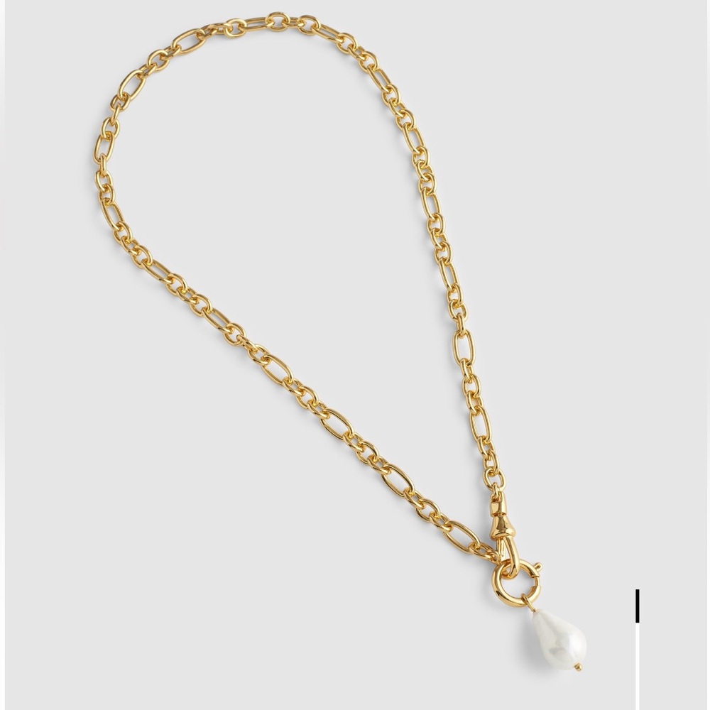 Madewell Gold Chain Necklace with White Pearl Drop - Picture 2 of 6